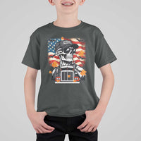 Patriotic Trucker Skeleton American Flag T Shirt For Kid - Wonder Print Shop