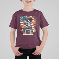 Patriotic Trucker Skeleton American Flag T Shirt For Kid - Wonder Print Shop