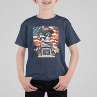 Patriotic Trucker Skeleton American Flag T Shirt For Kid - Wonder Print Shop