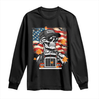 Patriotic Trucker Skeleton American Flag Long Sleeve Shirt - Wonder Print Shop