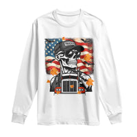 Patriotic Trucker Skeleton American Flag Long Sleeve Shirt - Wonder Print Shop