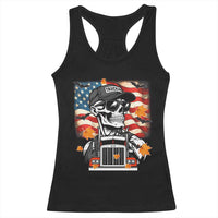 Patriotic Trucker Skeleton American Flag Racerback Tank Top - Wonder Print Shop