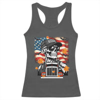 Patriotic Trucker Skeleton American Flag Racerback Tank Top - Wonder Print Shop