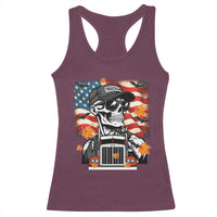 Patriotic Trucker Skeleton American Flag Racerback Tank Top - Wonder Print Shop