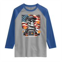 Patriotic Trucker Skeleton American Flag Raglan Shirt - Wonder Print Shop