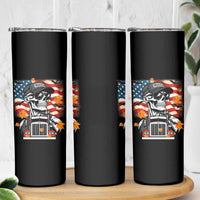 Patriotic Trucker Skeleton American Flag Skinny Tumbler - Wonder Print Shop