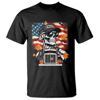 Patriotic Trucker Skeleton American Flag T Shirt - Wonder Print Shop