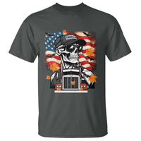 Patriotic Trucker Skeleton American Flag T Shirt - Wonder Print Shop