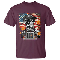 Patriotic Trucker Skeleton American Flag T Shirt - Wonder Print Shop