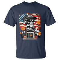 Patriotic Trucker Skeleton American Flag T Shirt - Wonder Print Shop