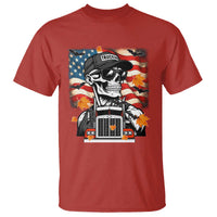 Patriotic Trucker Skeleton American Flag T Shirt - Wonder Print Shop