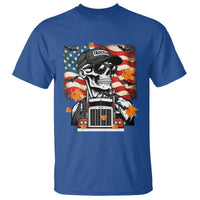 Patriotic Trucker Skeleton American Flag T Shirt - Wonder Print Shop
