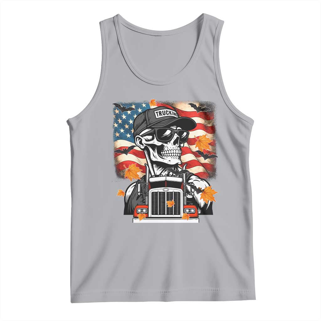 Patriotic Trucker Skeleton American Flag Tank Top - Wonder Print Shop