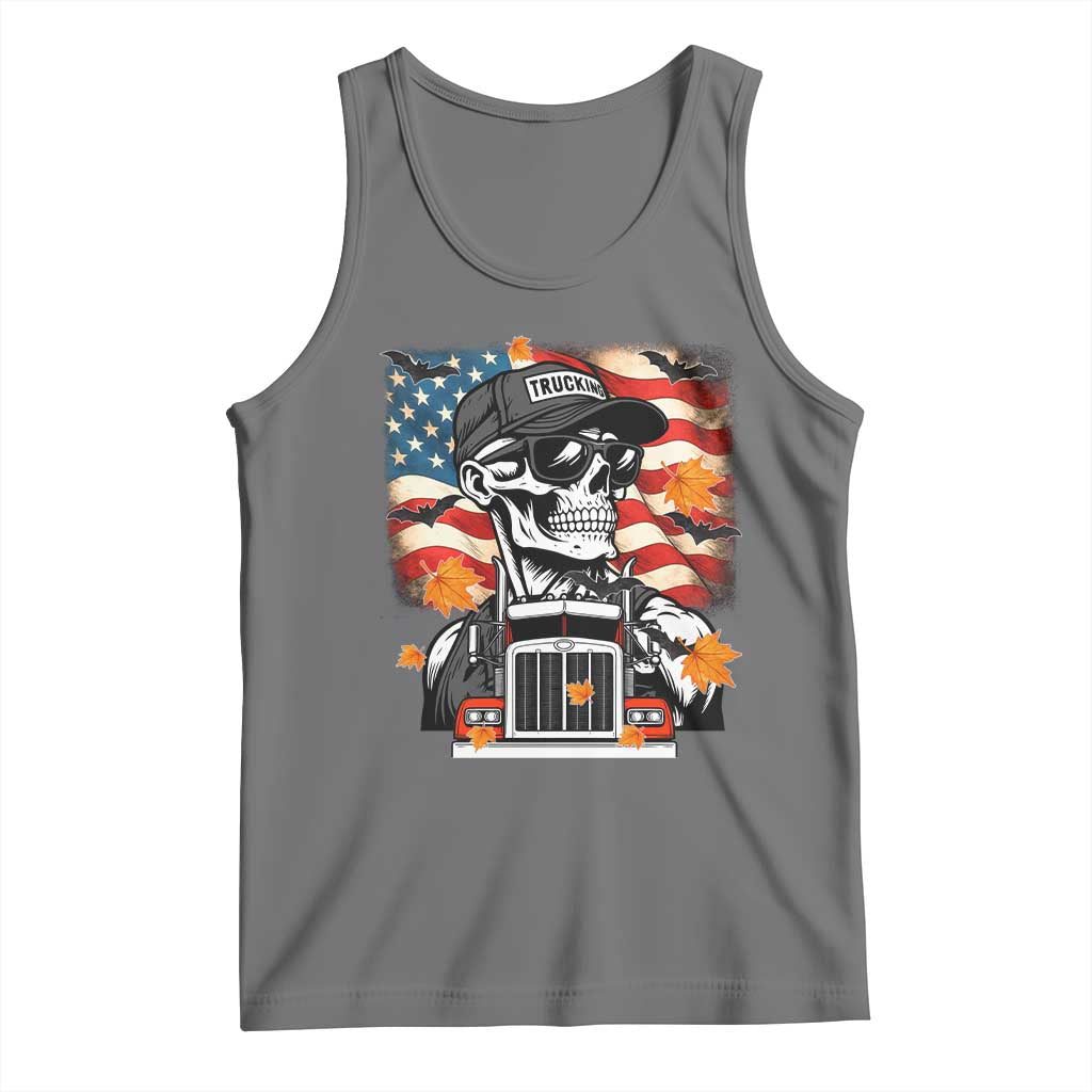 Patriotic Trucker Skeleton American Flag Tank Top - Wonder Print Shop