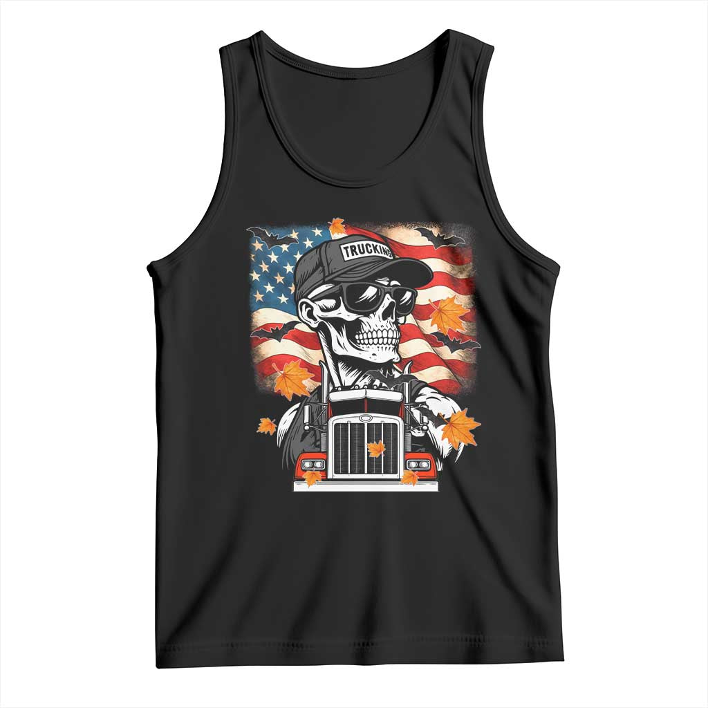 Patriotic Trucker Skeleton American Flag Tank Top - Wonder Print Shop