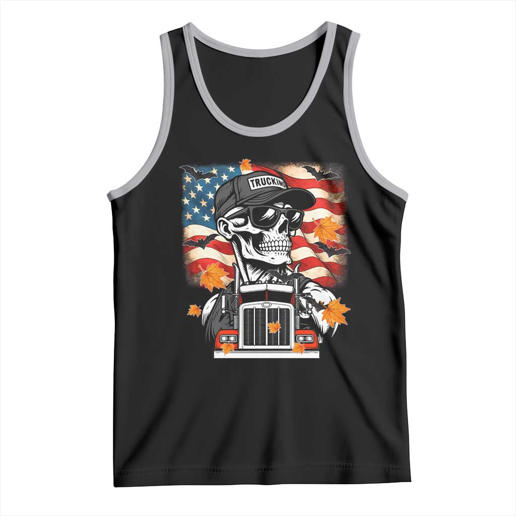 Patriotic Trucker Skeleton American Flag Tank Top - Wonder Print Shop
