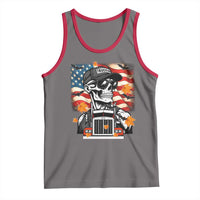 Patriotic Trucker Skeleton American Flag Tank Top - Wonder Print Shop