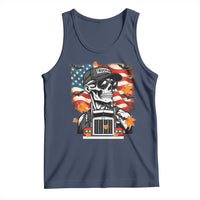 Patriotic Trucker Skeleton American Flag Tank Top - Wonder Print Shop