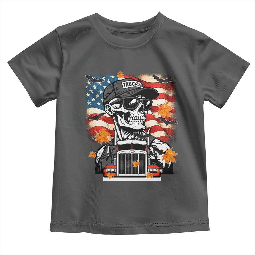 Patriotic Trucker Skeleton American Flag Toddler T Shirt - Wonder Print Shop