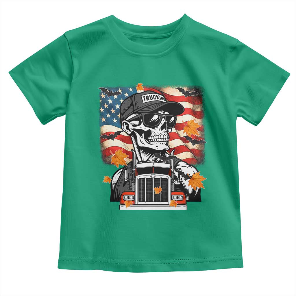 Patriotic Trucker Skeleton American Flag Toddler T Shirt - Wonder Print Shop