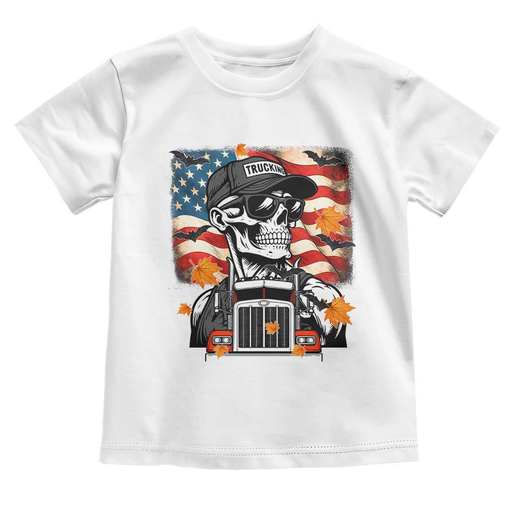 Patriotic Trucker Skeleton American Flag Toddler T Shirt - Wonder Print Shop
