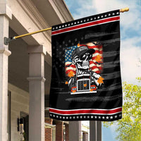 Patriotic Trucker Skeleton American Flag Garden Flag