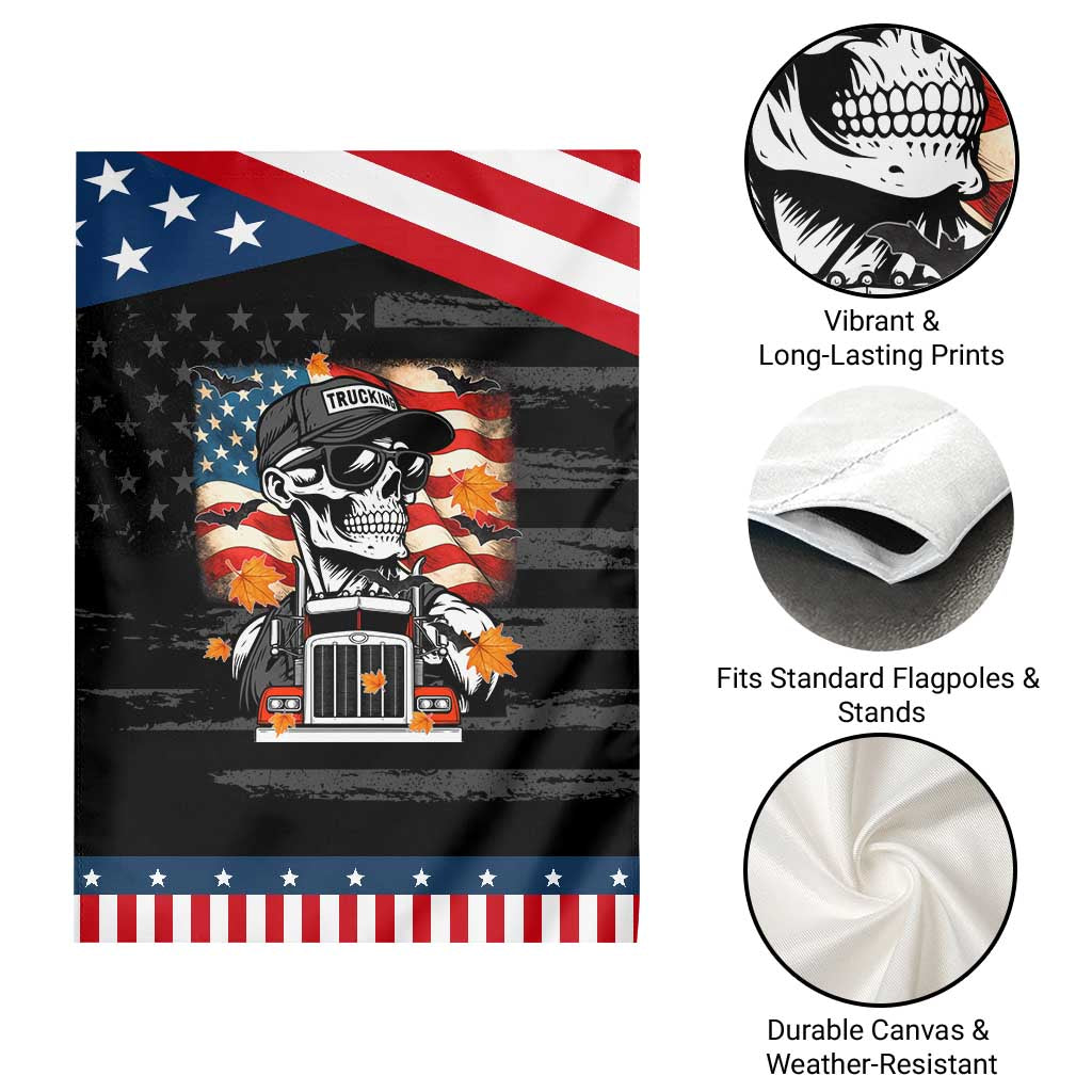 Patriotic Trucker Skeleton American Flag Garden Flag