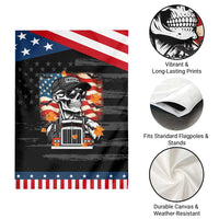 Patriotic Trucker Skeleton American Flag Garden Flag