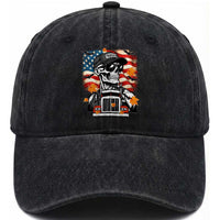 Patriotic Trucker Skeleton American Flag Washed Cotton Baseball Cap