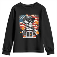 Patriotic Trucker Skeleton American Flag Youth Sweatshirt - Wonder Print Shop