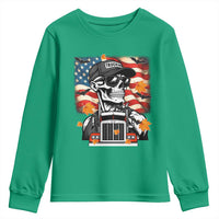 Patriotic Trucker Skeleton American Flag Youth Sweatshirt - Wonder Print Shop