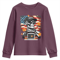 Patriotic Trucker Skeleton American Flag Youth Sweatshirt - Wonder Print Shop