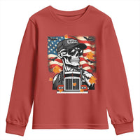Patriotic Trucker Skeleton American Flag Youth Sweatshirt - Wonder Print Shop