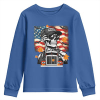 Patriotic Trucker Skeleton American Flag Youth Sweatshirt - Wonder Print Shop