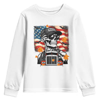Patriotic Trucker Skeleton American Flag Youth Sweatshirt - Wonder Print Shop