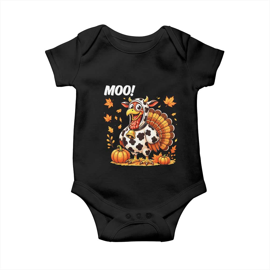 Funny Thanksgiving Baby Onesie Turkey Moo - Wonder Print Shop