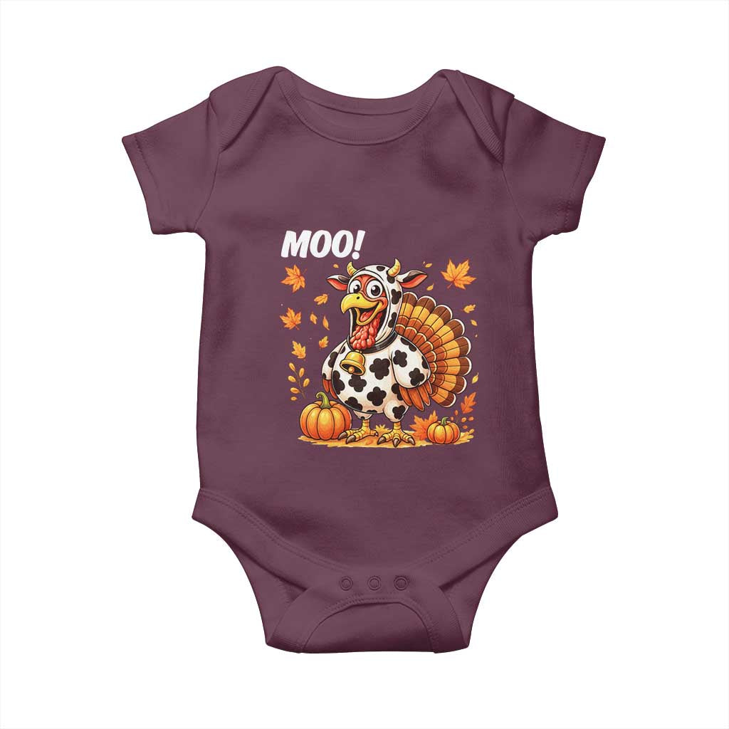 Funny Thanksgiving Baby Onesie Turkey Moo - Wonder Print Shop