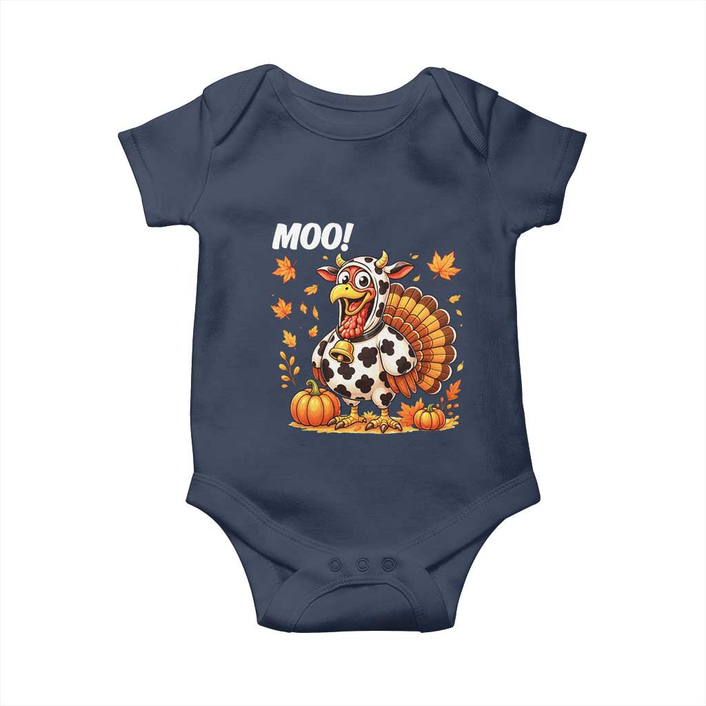 Funny Thanksgiving Baby Onesie Turkey Moo - Wonder Print Shop