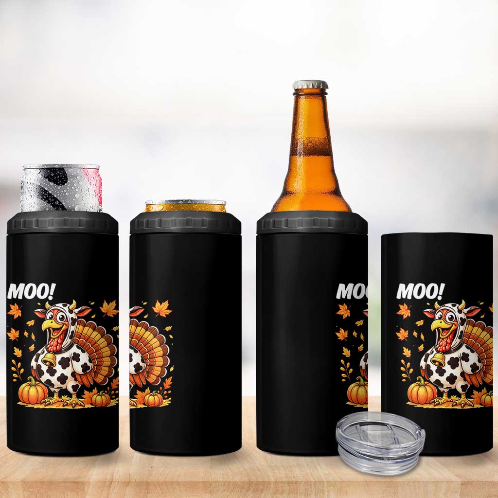 Funny Thanksgiving 4 in 1 Can Cooler Tumbler Turkey Moo - Wonder Print Shop