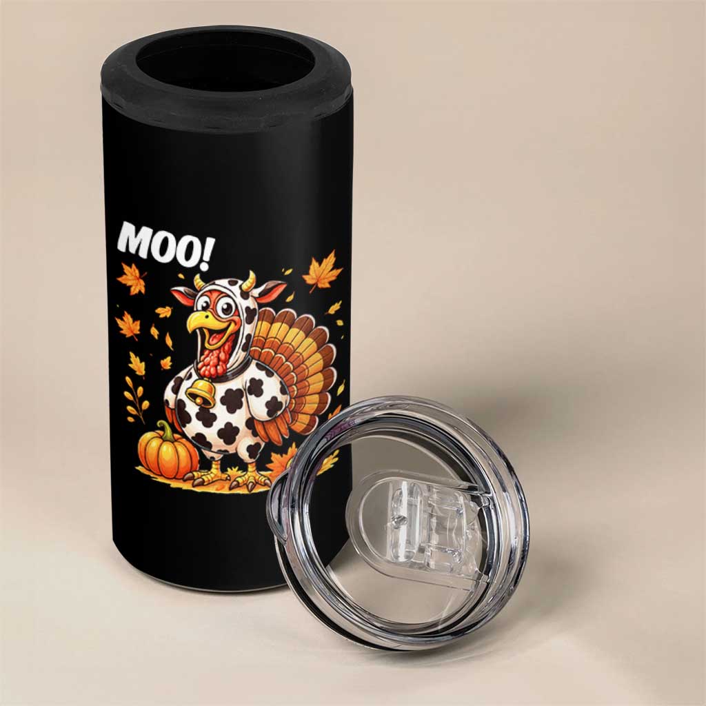 Funny Thanksgiving 4 in 1 Can Cooler Tumbler Turkey Moo - Wonder Print Shop