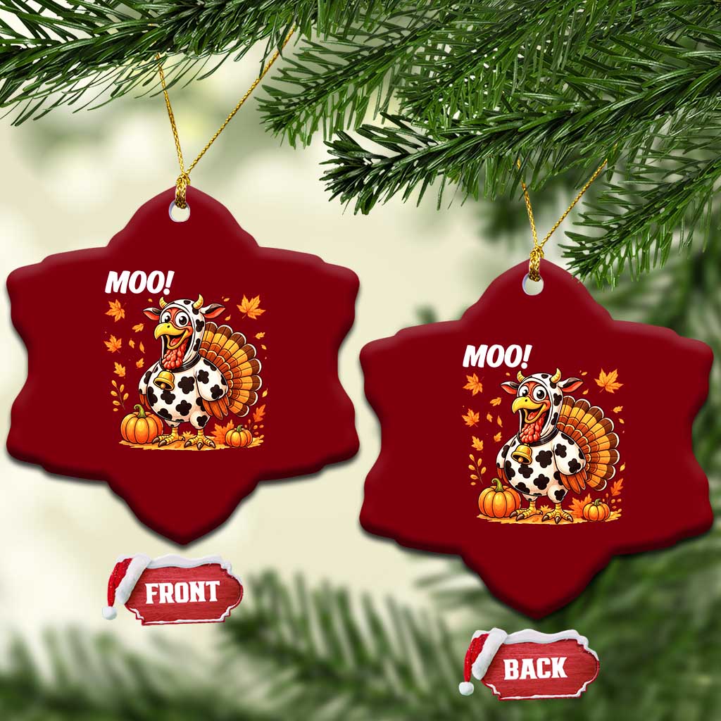 Funny Thanksgiving Ceramic Ornament Turkey Moo - Wonder Print Shop