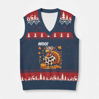 Funny Thanksgiving V-Neck Knit Sweater Vest Turkey Moo - Wonder Print Shop
