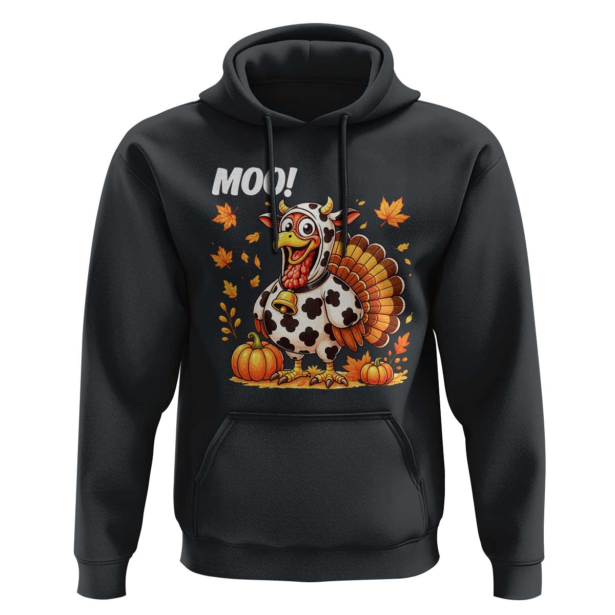 Funny Thanksgiving Hoodie Turkey Moo - Wonder Print Shop
