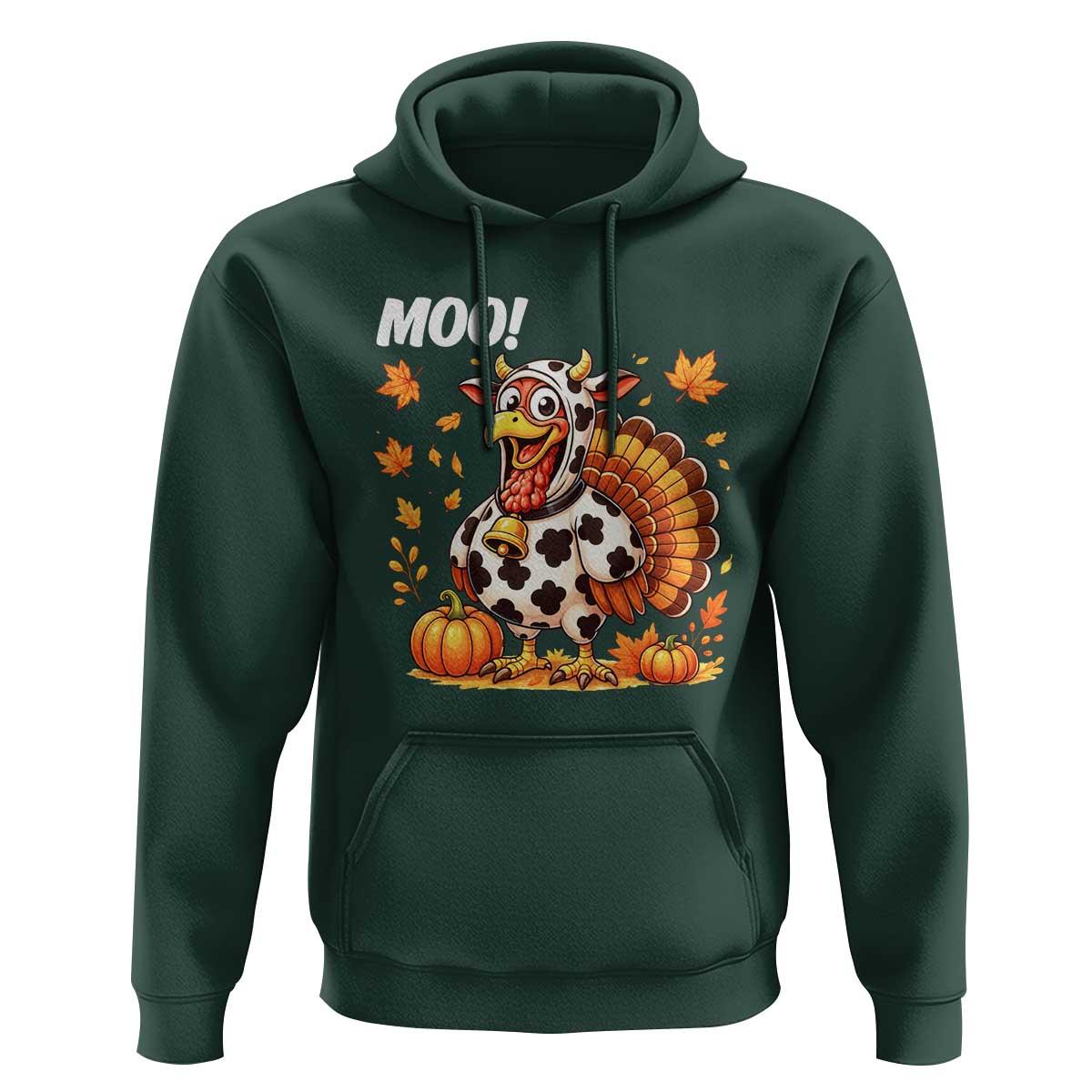 Funny Thanksgiving Hoodie Turkey Moo - Wonder Print Shop