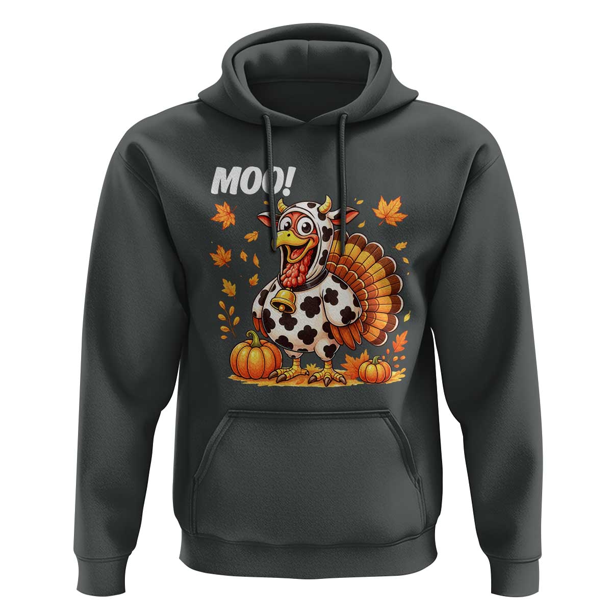 Funny Thanksgiving Hoodie Turkey Moo - Wonder Print Shop