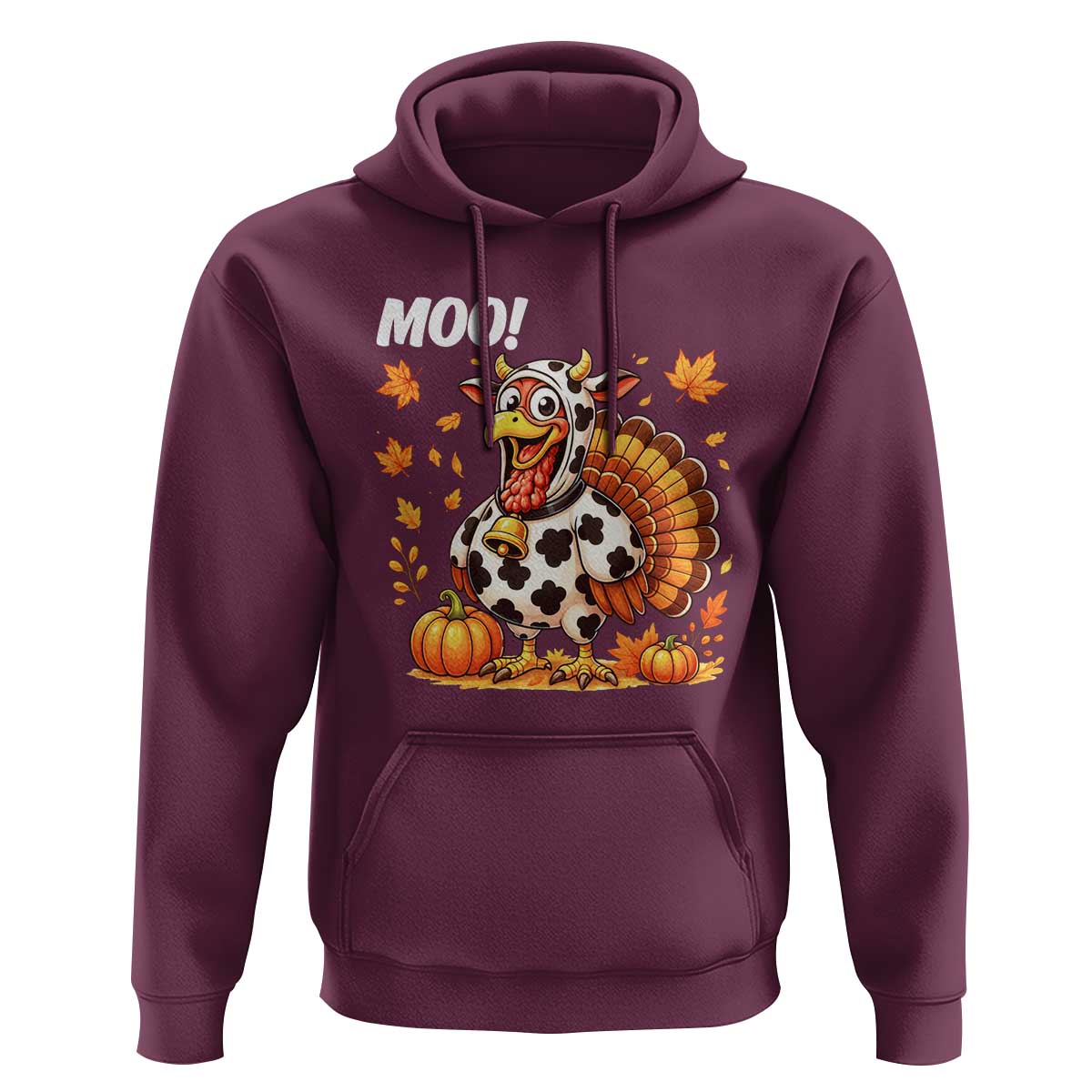 Funny Thanksgiving Hoodie Turkey Moo - Wonder Print Shop