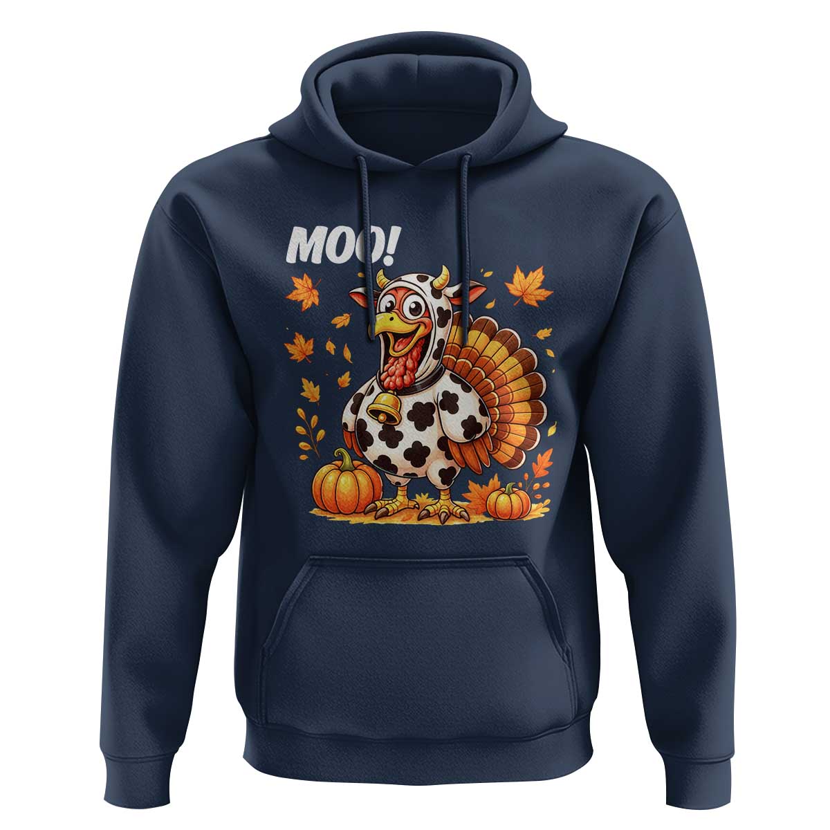 Funny Thanksgiving Hoodie Turkey Moo - Wonder Print Shop