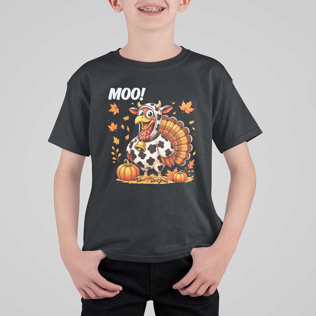 Funny Thanksgiving T Shirt For Kid Turkey Moo - Wonder Print Shop