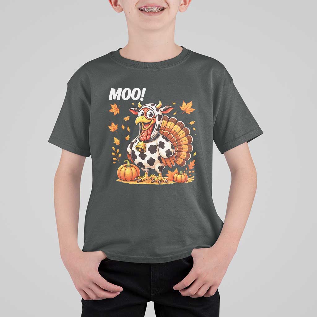 Funny Thanksgiving T Shirt For Kid Turkey Moo - Wonder Print Shop