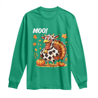 Funny Thanksgiving Long Sleeve Shirt Turkey Moo - Wonder Print Shop